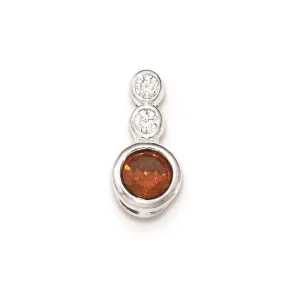 Sterling Silver Polished Clear & Red CZ Bezel Pendant