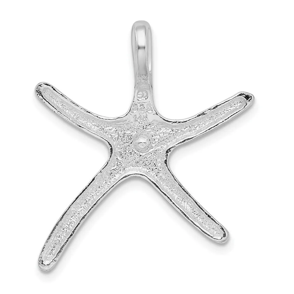 Sterling Silver Polished Dancing Starfish w/14k Accent Slide