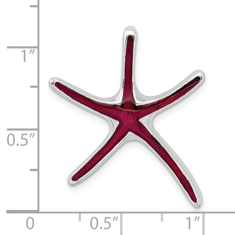 Sterling Silver Polished Enameled Dancing Starfish Slide