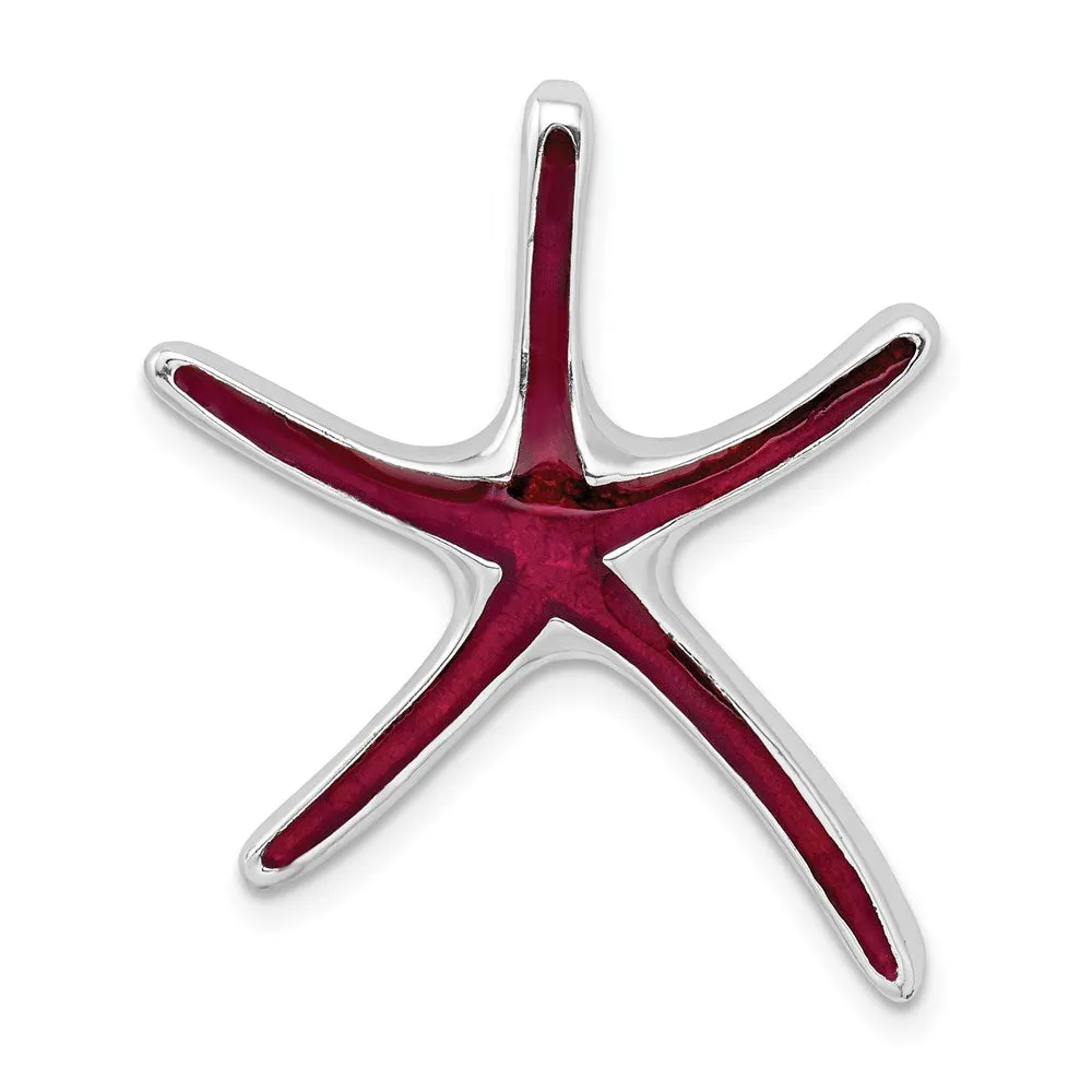 Sterling Silver Polished Enameled Dancing Starfish Slide