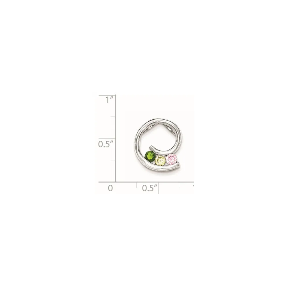Sterling Silver Polished Green,Yellow,Pink CZ Slide