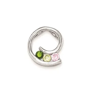 Sterling Silver Polished Green,Yellow,Pink CZ Slide