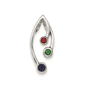Sterling Silver Polished Red,Green,Blue CZ Slide