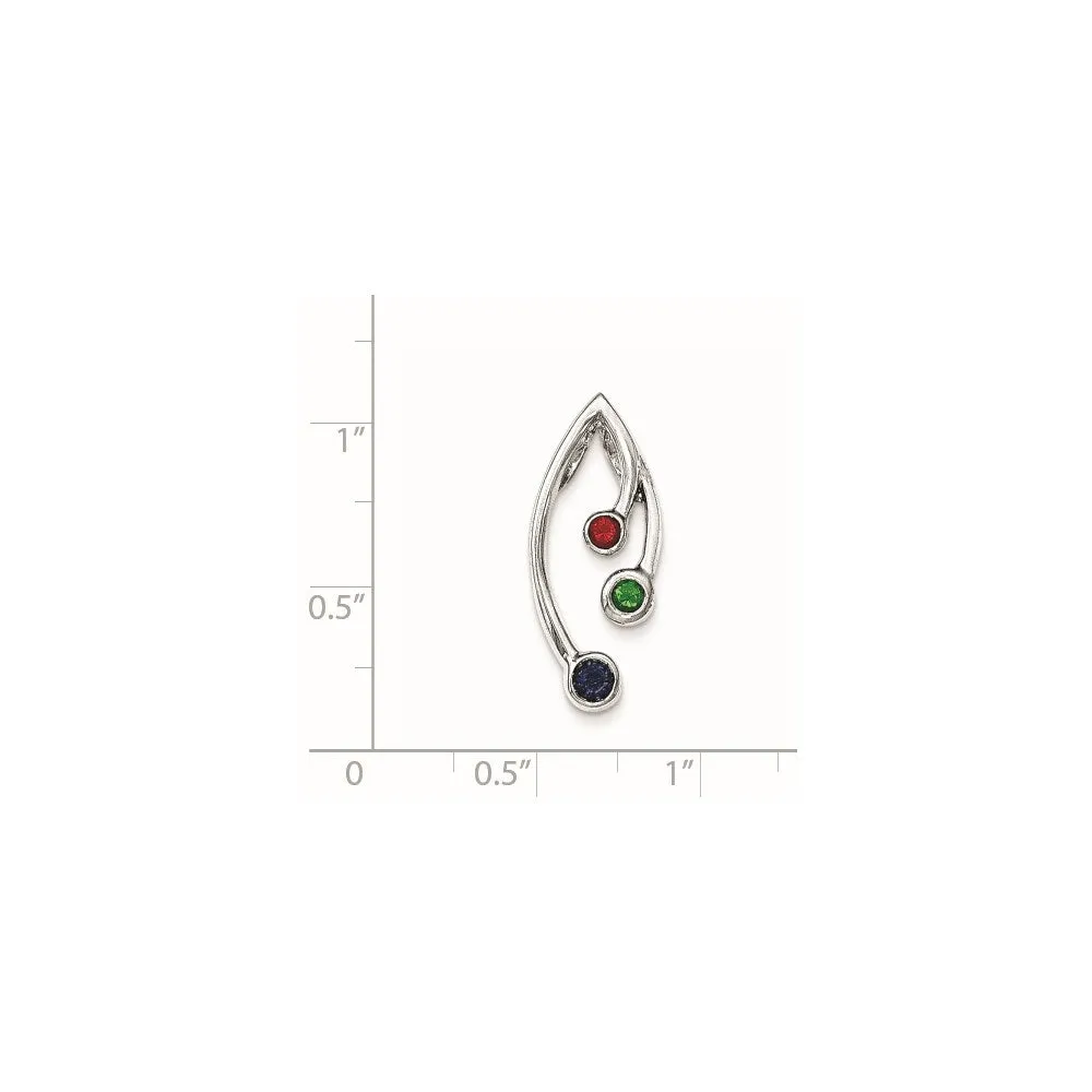 Sterling Silver Polished Red,Green,Blue CZ Slide