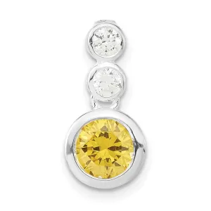 Sterling Silver Polished Yellow CZ Bezel-set Pendant