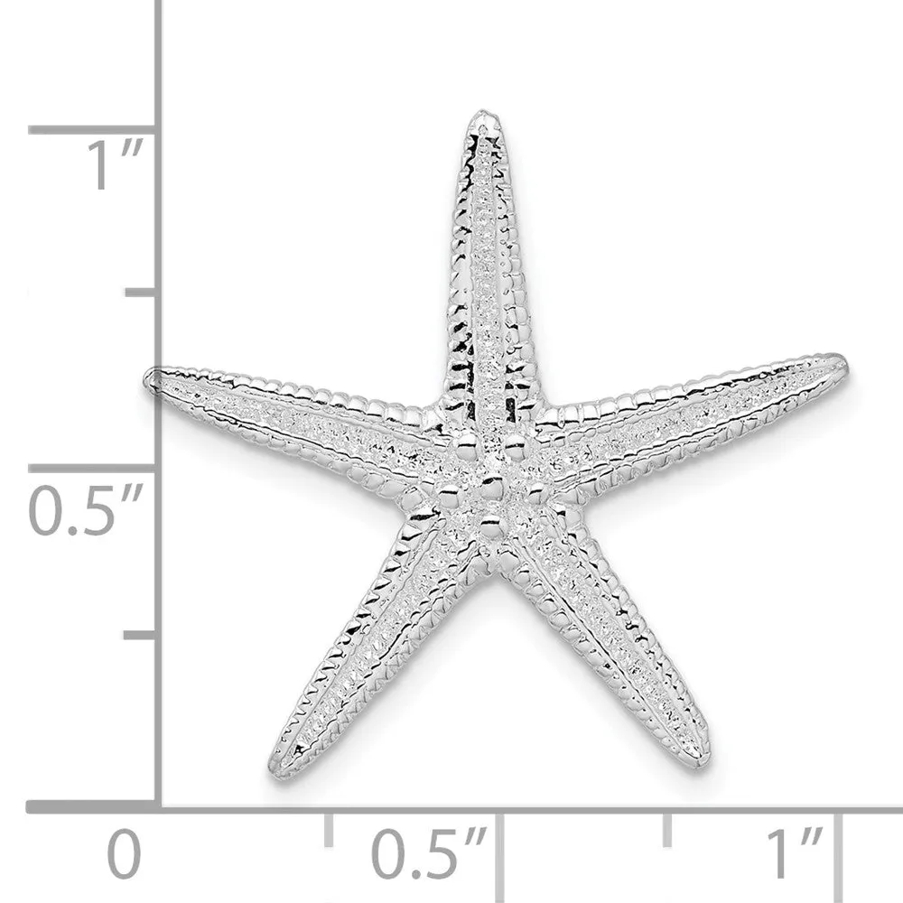 Sterling Silver Polished/Textured Starfish Slide