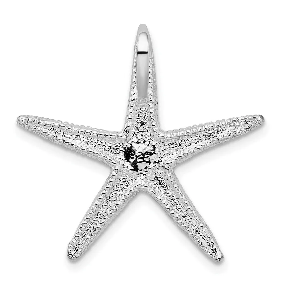 Sterling Silver Polished/Textured Starfish Slide