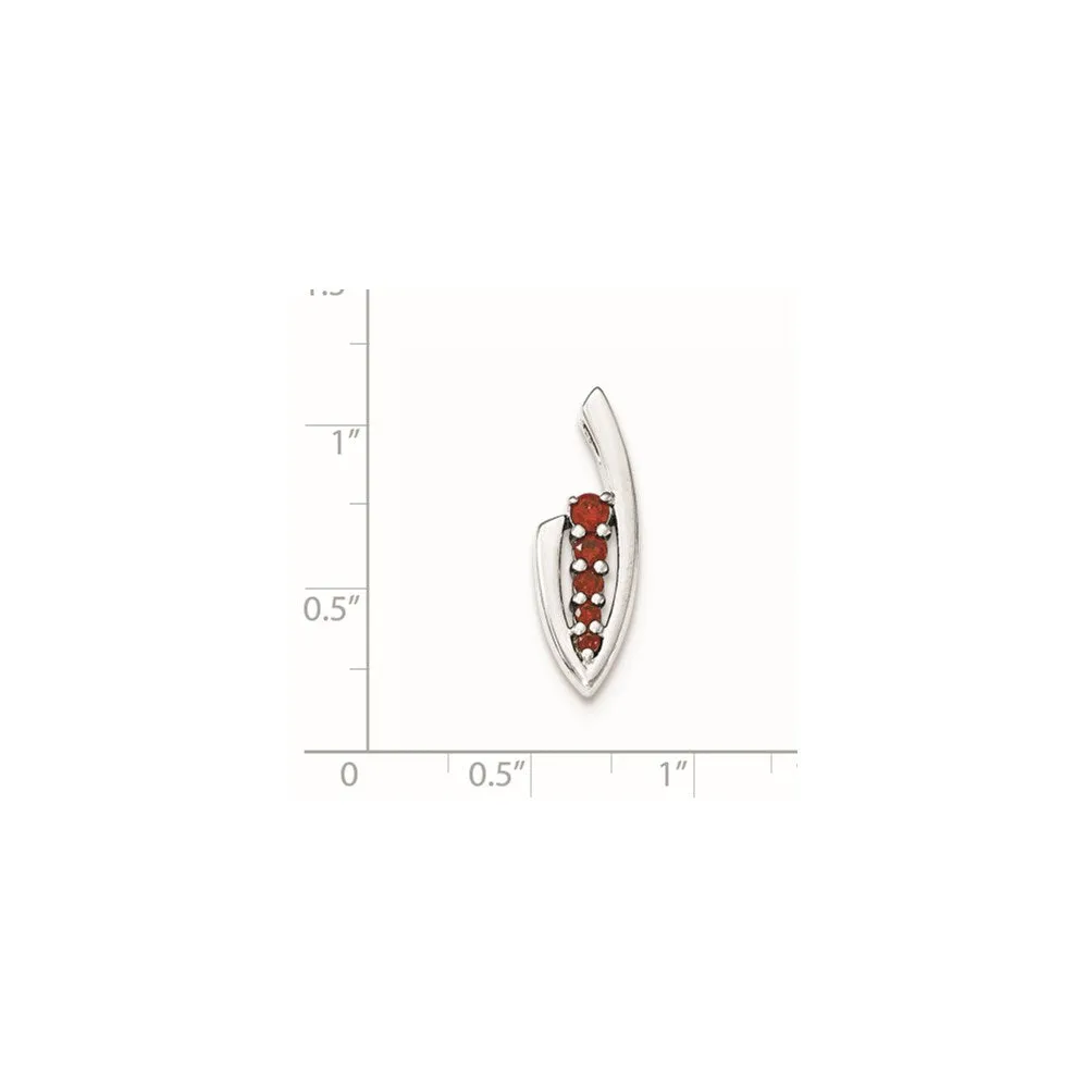 Sterling Silver Red CZ Slide Pendant