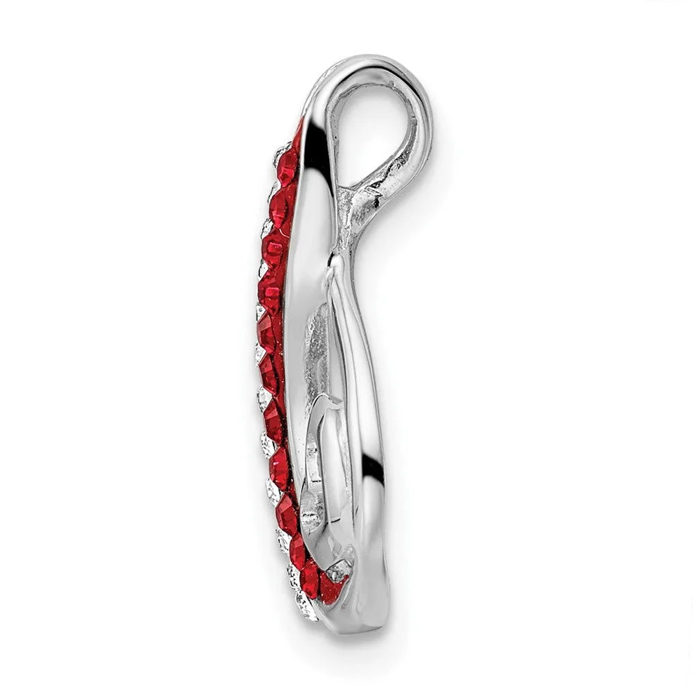Sterling Silver RH-plated Preciosa Crystal Teardrop Heart Chain Slide