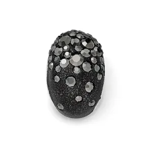 Sterling Silver Rhodium Black Clay & Preciosa Crystal Chain Slide Pendant