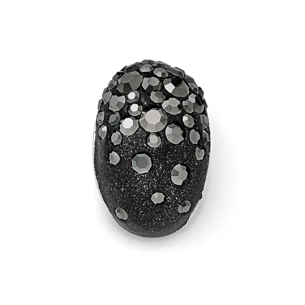 Sterling Silver Rhodium Black Clay & Preciosa Crystal Chain Slide Pendant