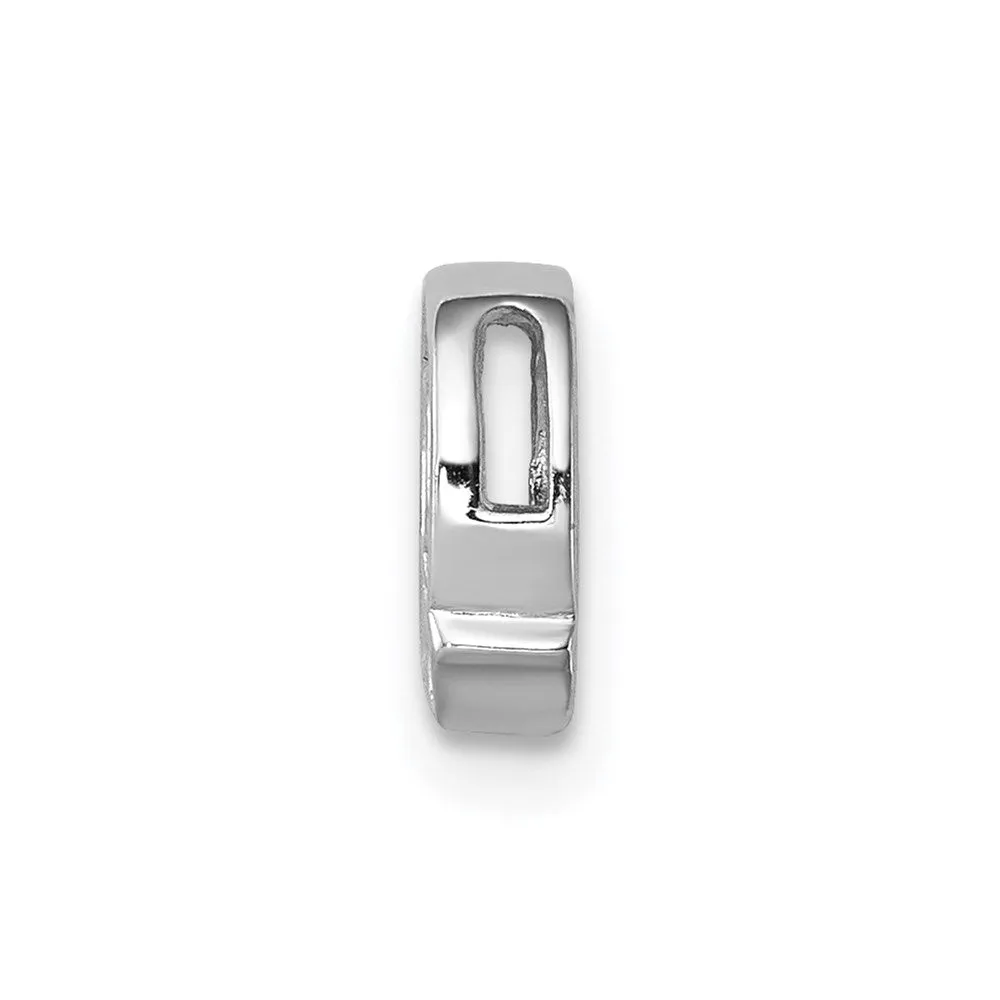 Sterling Silver Rhodium-plated CZ Letter Q Initial Slide Charm