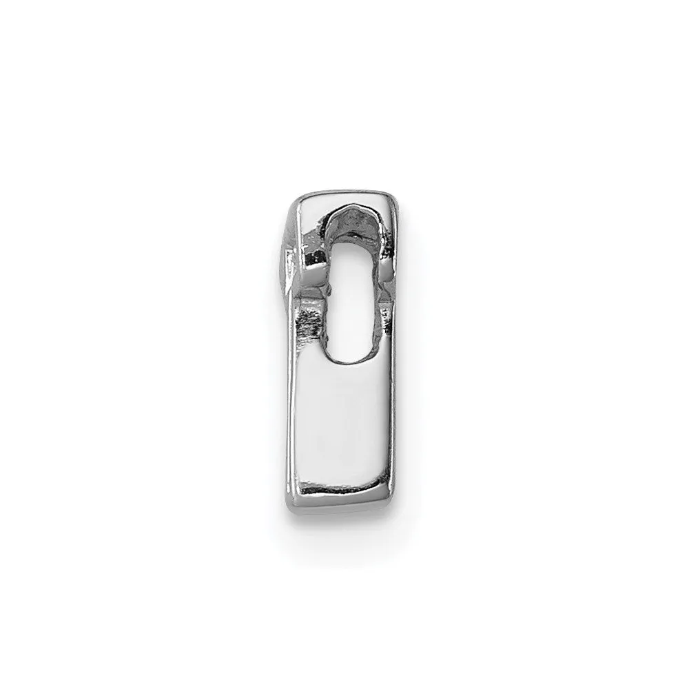 Sterling Silver Rhodium-plated CZ Letter T Initial Slide Charm