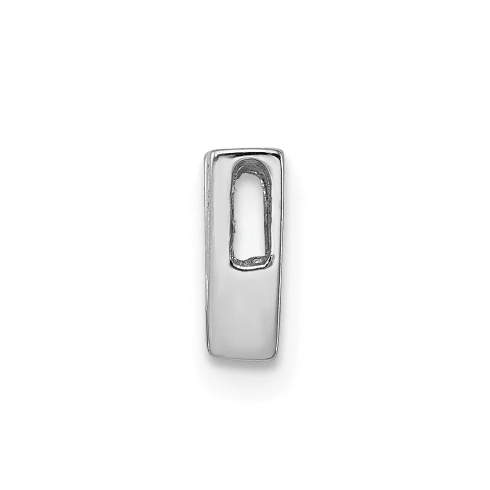 Sterling Silver Rhodium-plated CZ Letter V Initial Slide Charm
