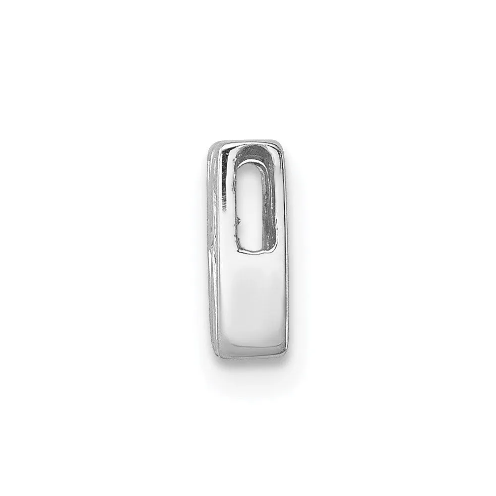 Sterling Silver Rhodium-plated CZ Letter W Initial Slide Charm