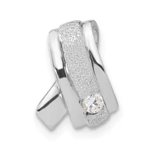 Sterling Silver Rhodium-plated CZ Pendant Slide
