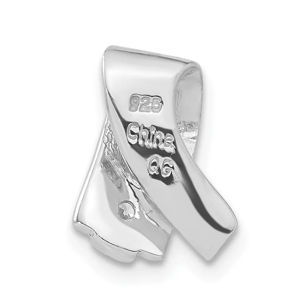 Sterling Silver Rhodium-plated CZ Pendant Slide