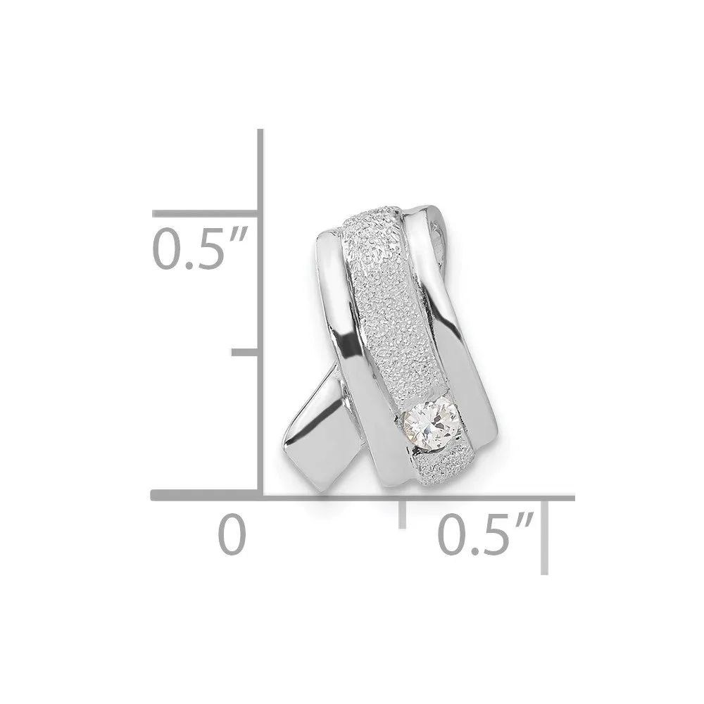 Sterling Silver Rhodium-plated CZ Pendant Slide