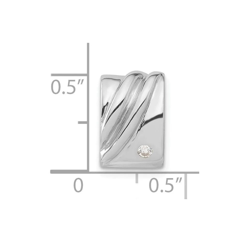Sterling Silver Rhodium-plated CZ Pendant Slide