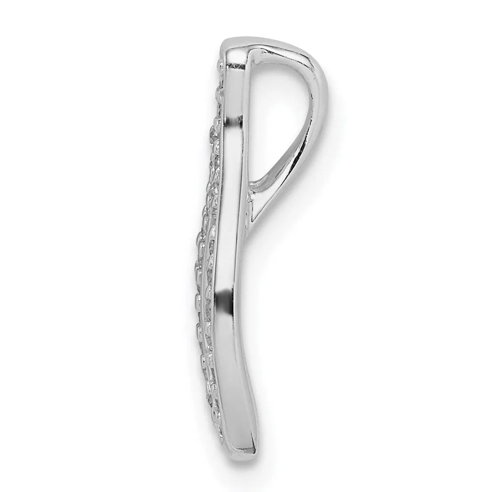 Sterling Silver Rhodium Plated CZ Wishbone Slide