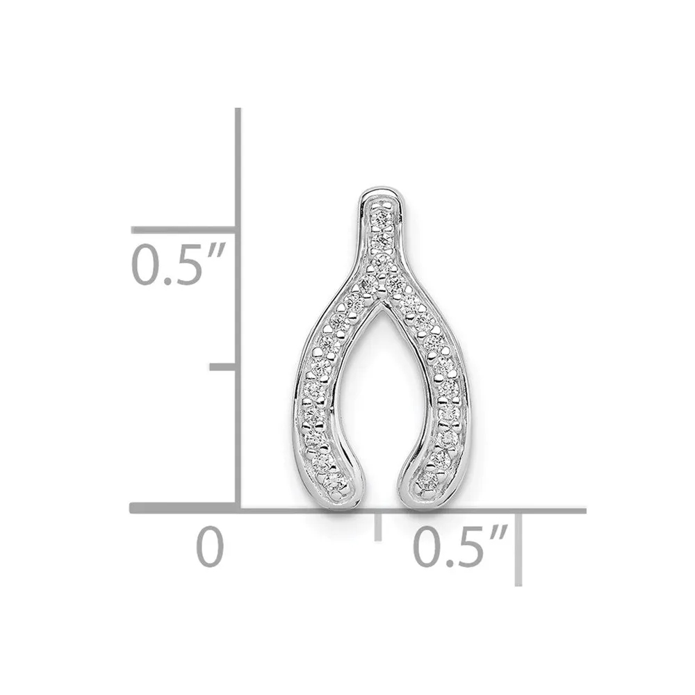 Sterling Silver Rhodium Plated CZ Wishbone Slide