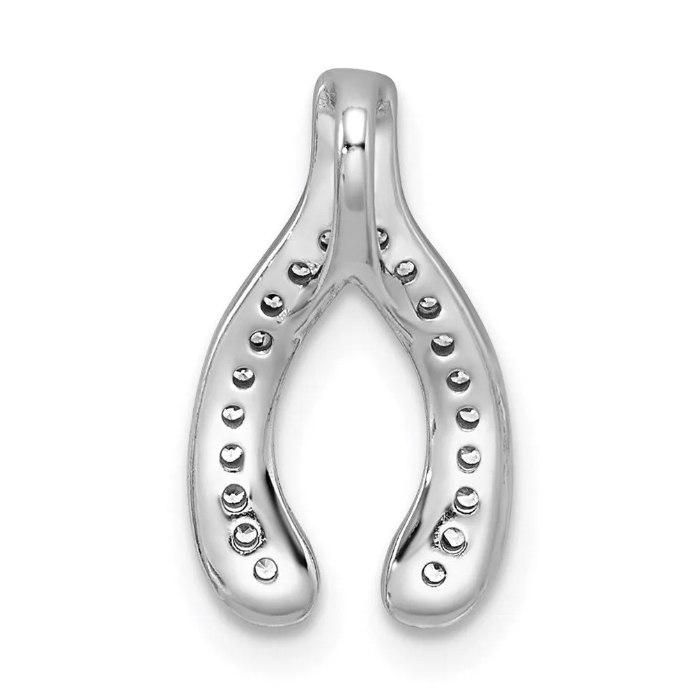 Sterling Silver Rhodium Plated CZ Wishbone Slide
