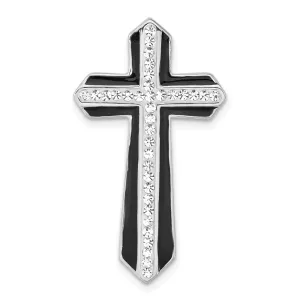Sterling Silver Rhodium Stellux Crystal & Enamel Cross Slide