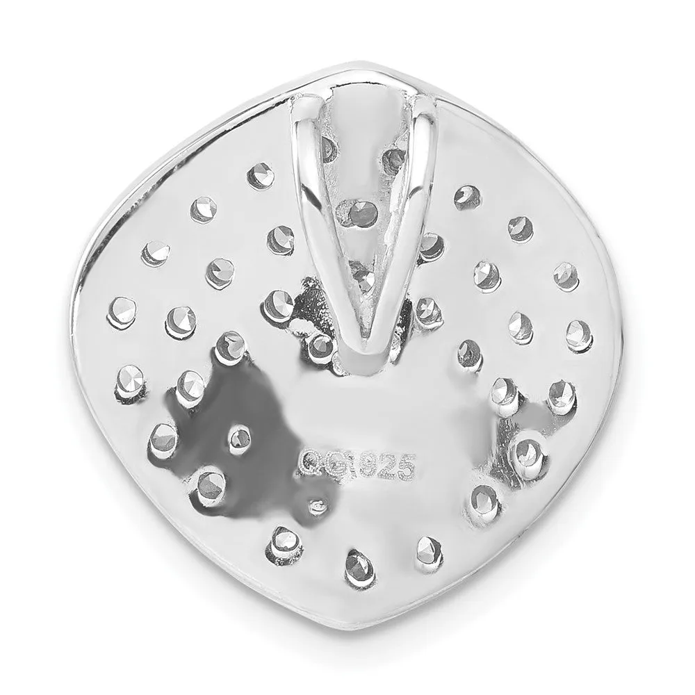 Sterling Silver Simulated Pearl & CZ Slide Pendant