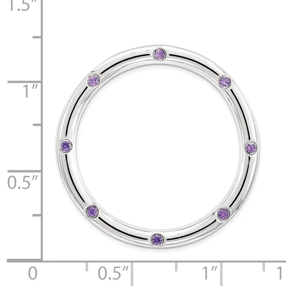 Sterling Silver Stackable Expressions Large Polished Amethyst Chain Slide