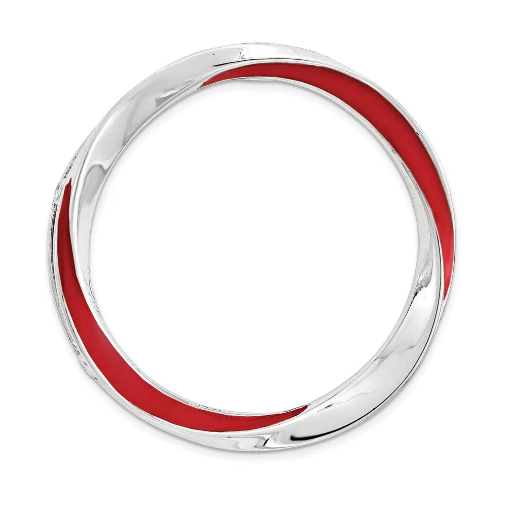Sterling Silver Stackable Expressions Lg Polished Red Enameled Chain Slide