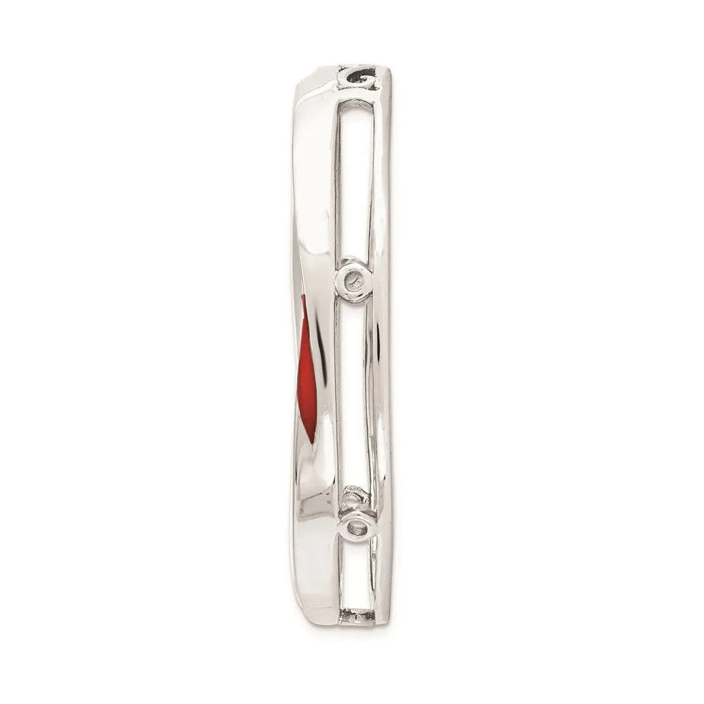 Sterling Silver Stackable Expressions Lg Polished Red Enameled Chain Slide
