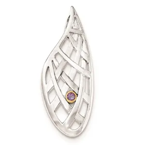 Sterling Silver w/9k Gold Accent AM Teardrop Criss Cross Slide Pendant