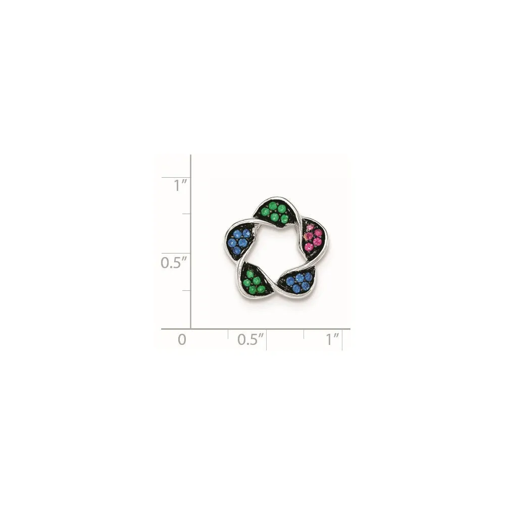 Sterling Silver W/Synthetic Stones Chain Slide