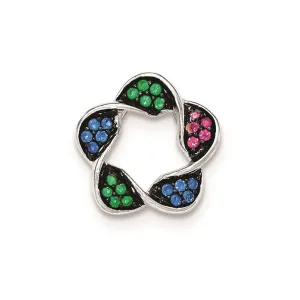 Sterling Silver W/Synthetic Stones Chain Slide