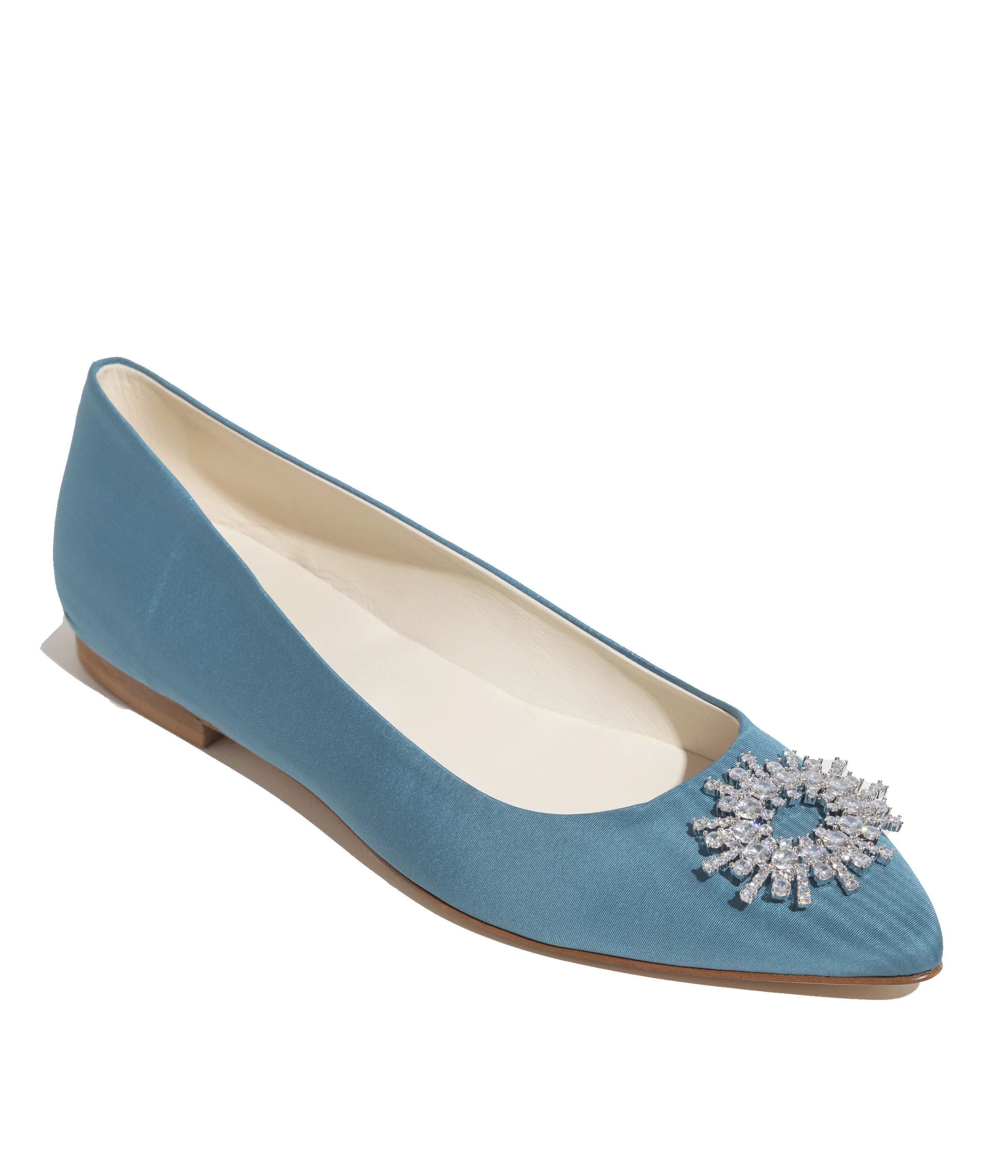 Stevie Ballerina Flats in Blue Silk Moire