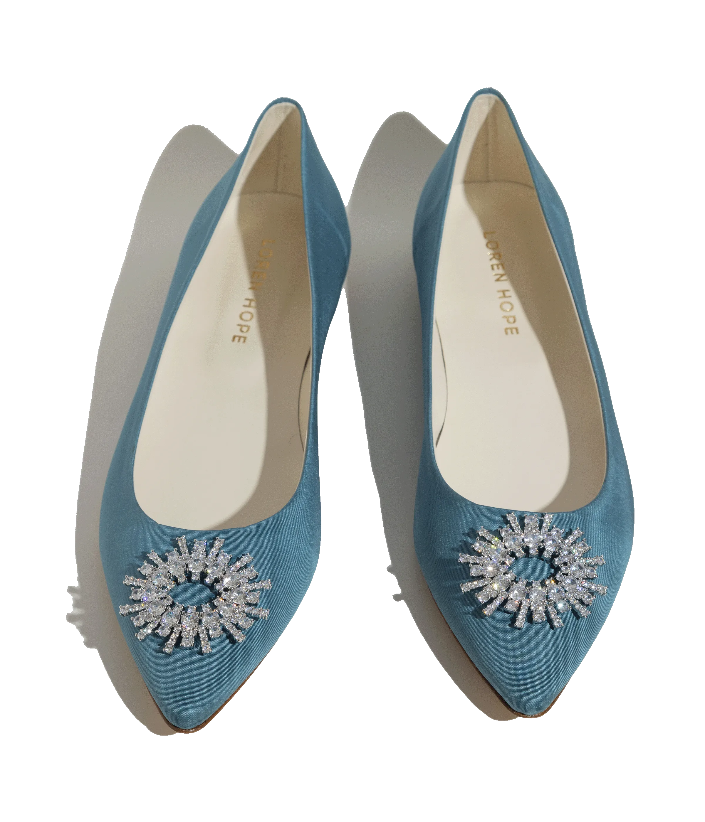 Stevie Ballerina Flats in Blue Silk Moire