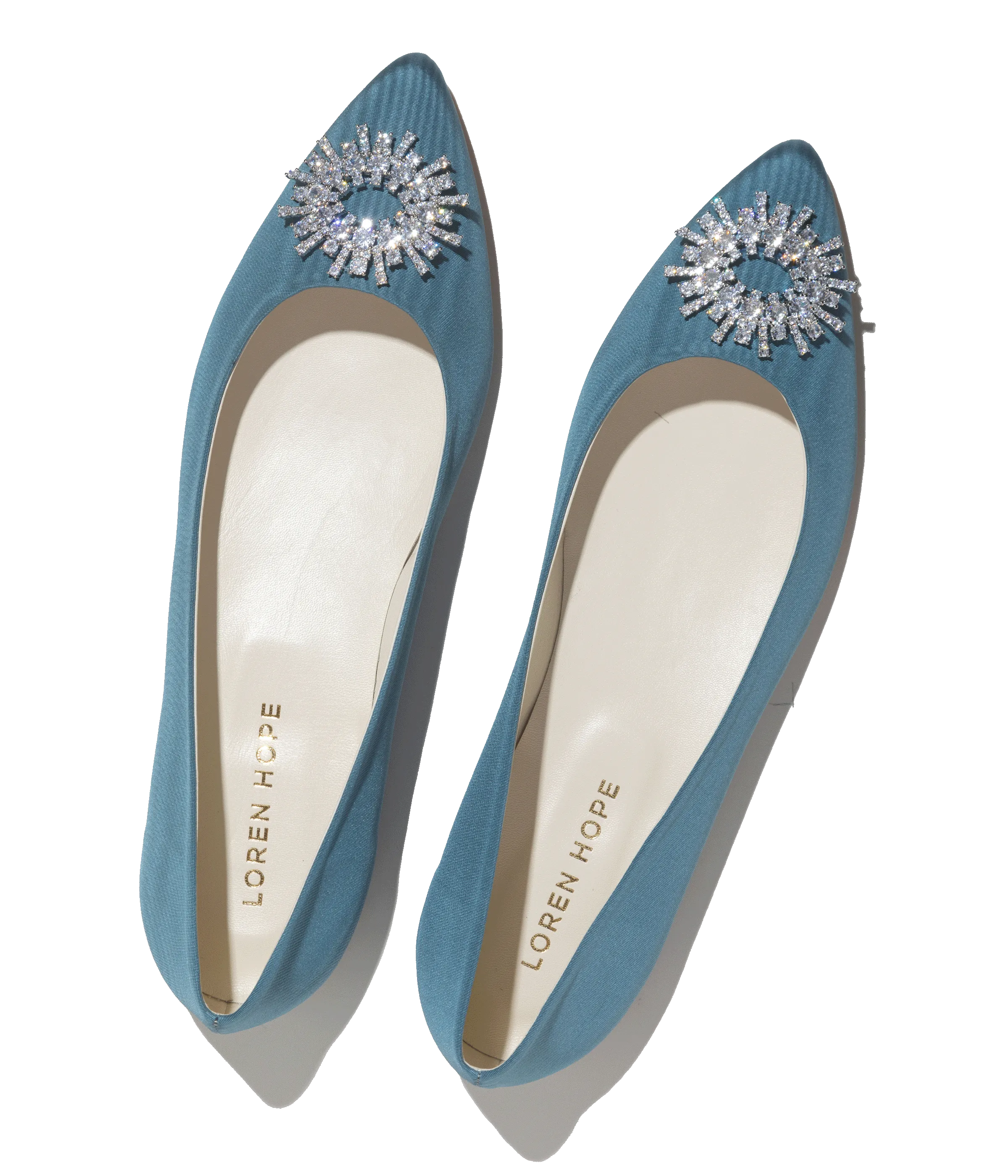 Stevie Ballerina Flats in Blue Silk Moire