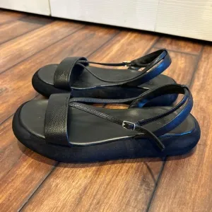 Theory Black Suede Strappy Sandals with Buckle Size 37 US 7