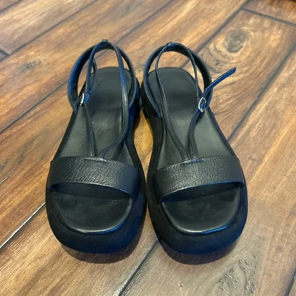 Theory Black Suede Strappy Sandals with Buckle Size 37 US 7