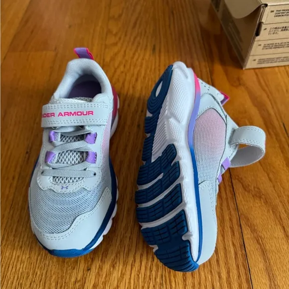 Under Armour Gray and Blue Sneakers with Velcro Strap