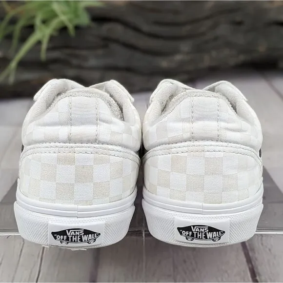 Vans® Seldan White on White Checkerboard Skate Shoes Sneakers