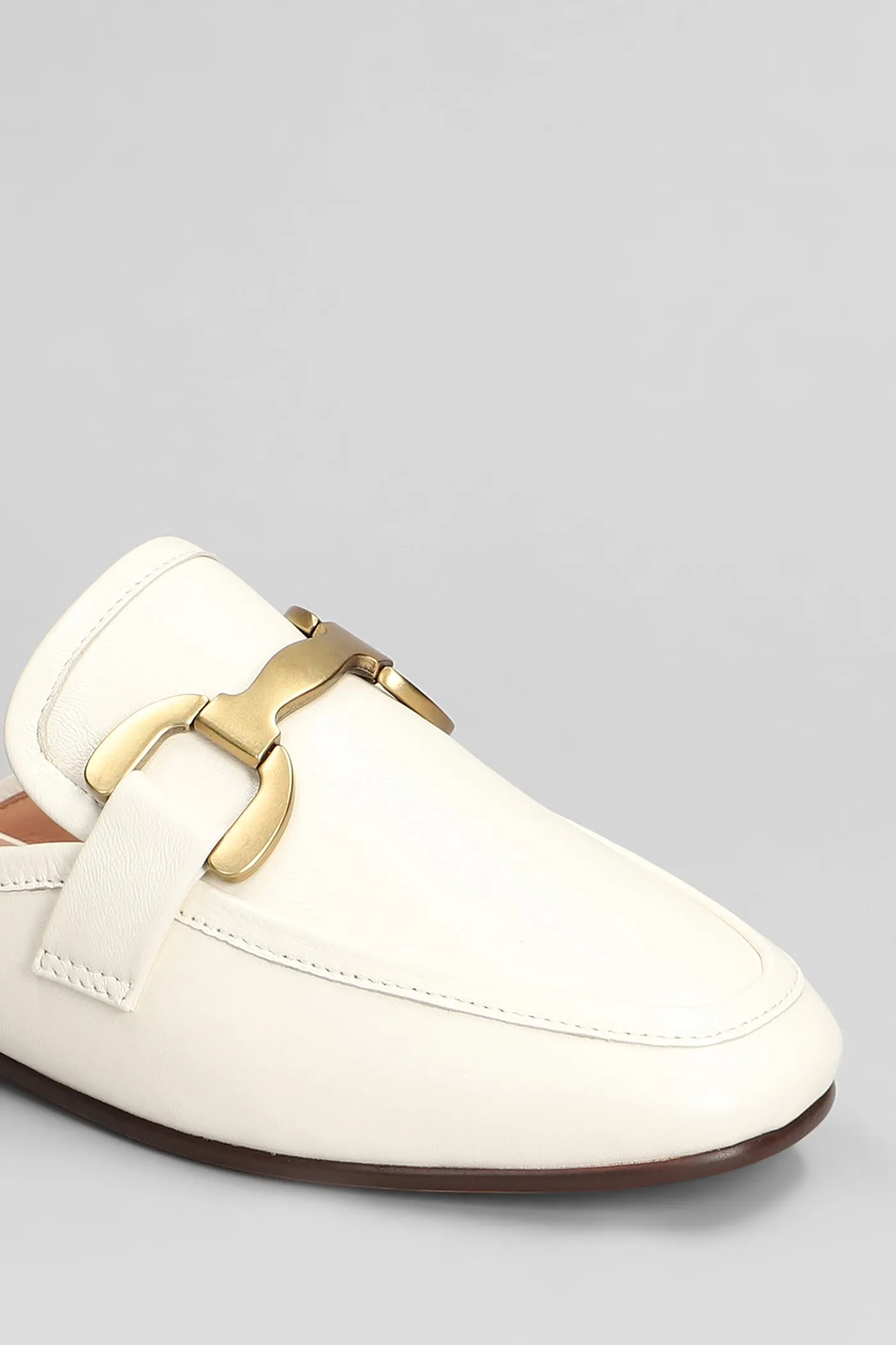 Vela Loafer Slipper-Mule in white leather