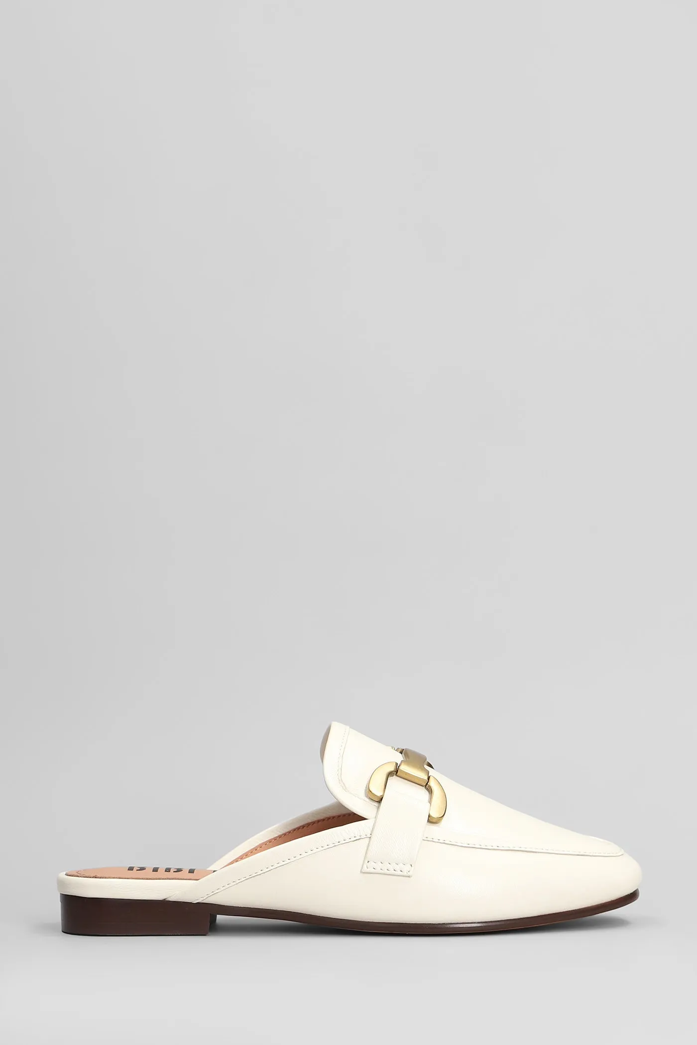 Vela Loafer Slipper-Mule in white leather