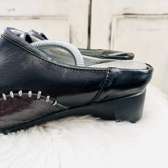 Wolky Black Leather Boho Patchwork Mules Leather Slip On Walking Shoes EU43 10.5