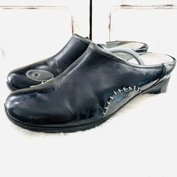 Wolky Black Leather Boho Patchwork Mules Leather Slip On Walking Shoes EU43 10.5
