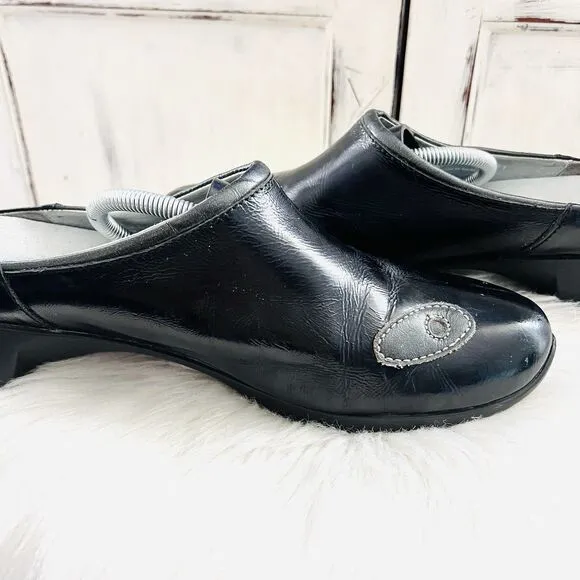 Wolky Black Leather Boho Patchwork Mules Leather Slip On Walking Shoes EU43 10.5