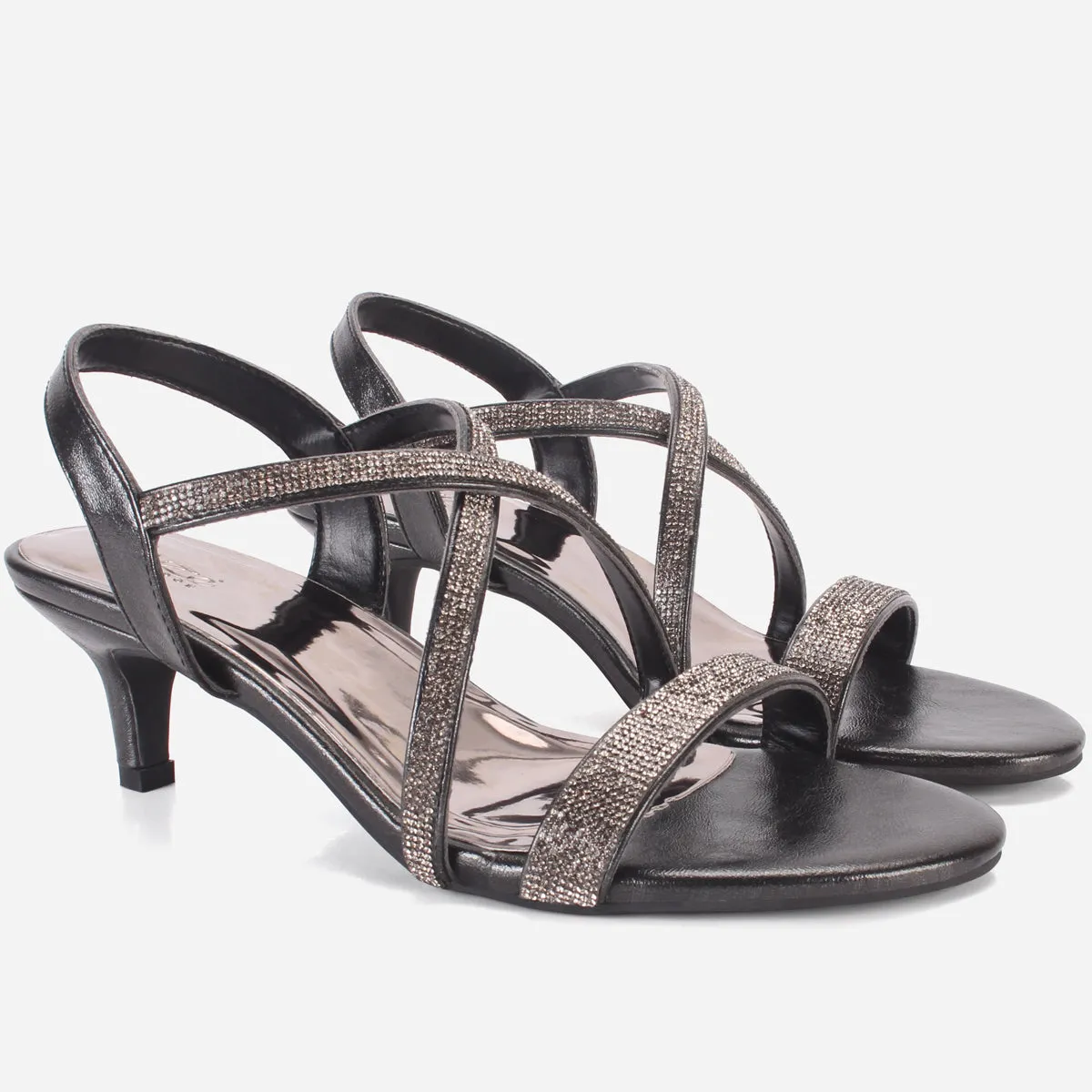 Womens "HIYLO"Glitter Low Heel Party Sandals