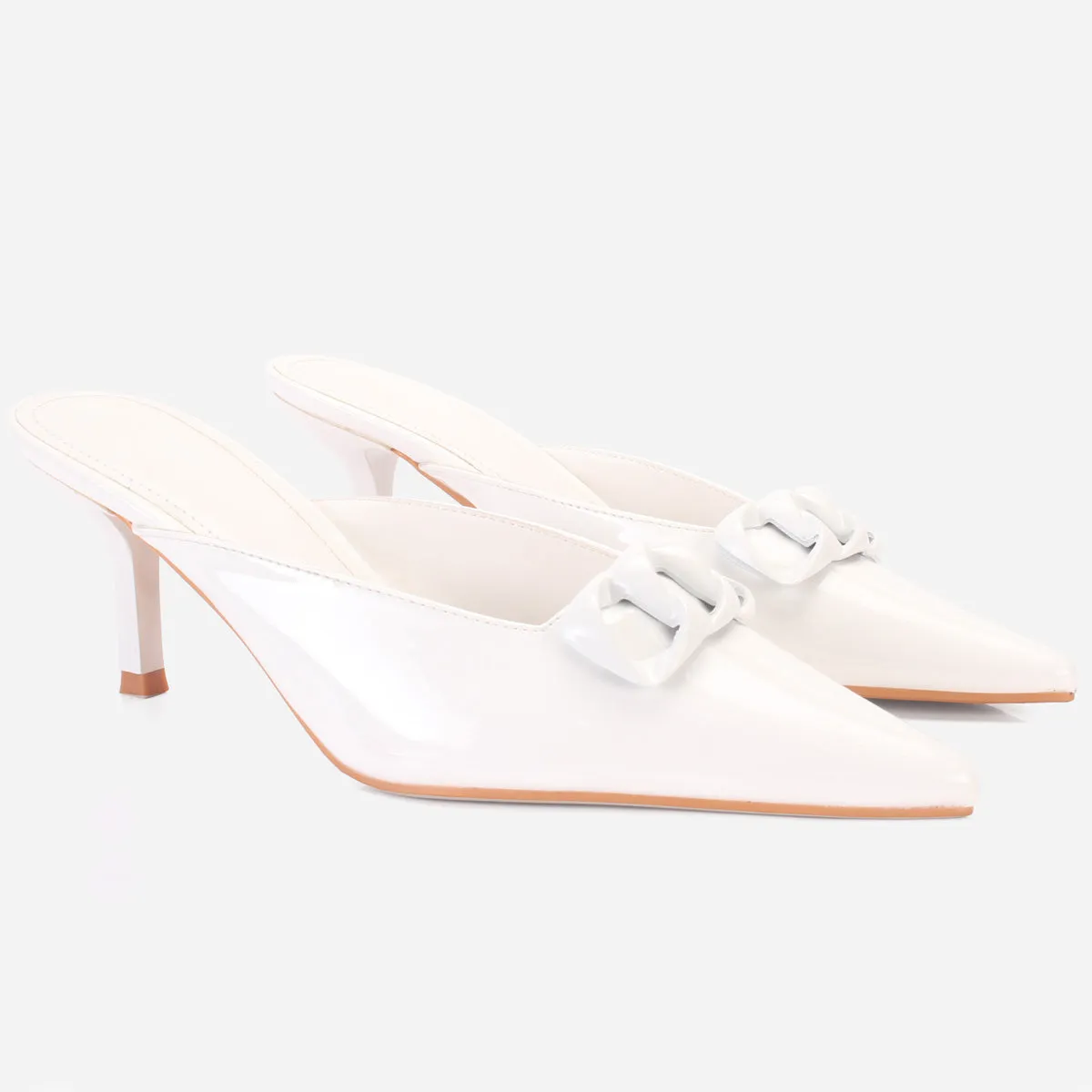Womens "KIMARA" Pointed Toe Slide In Heeled Sandals