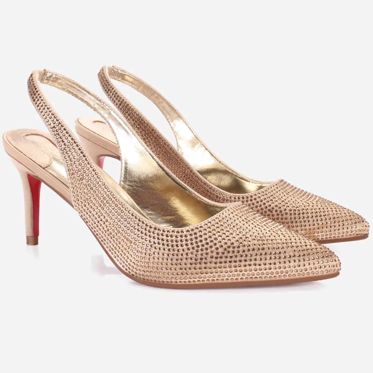 Womens "REETU" Pointed Toe Sling Back Heeled Sandals