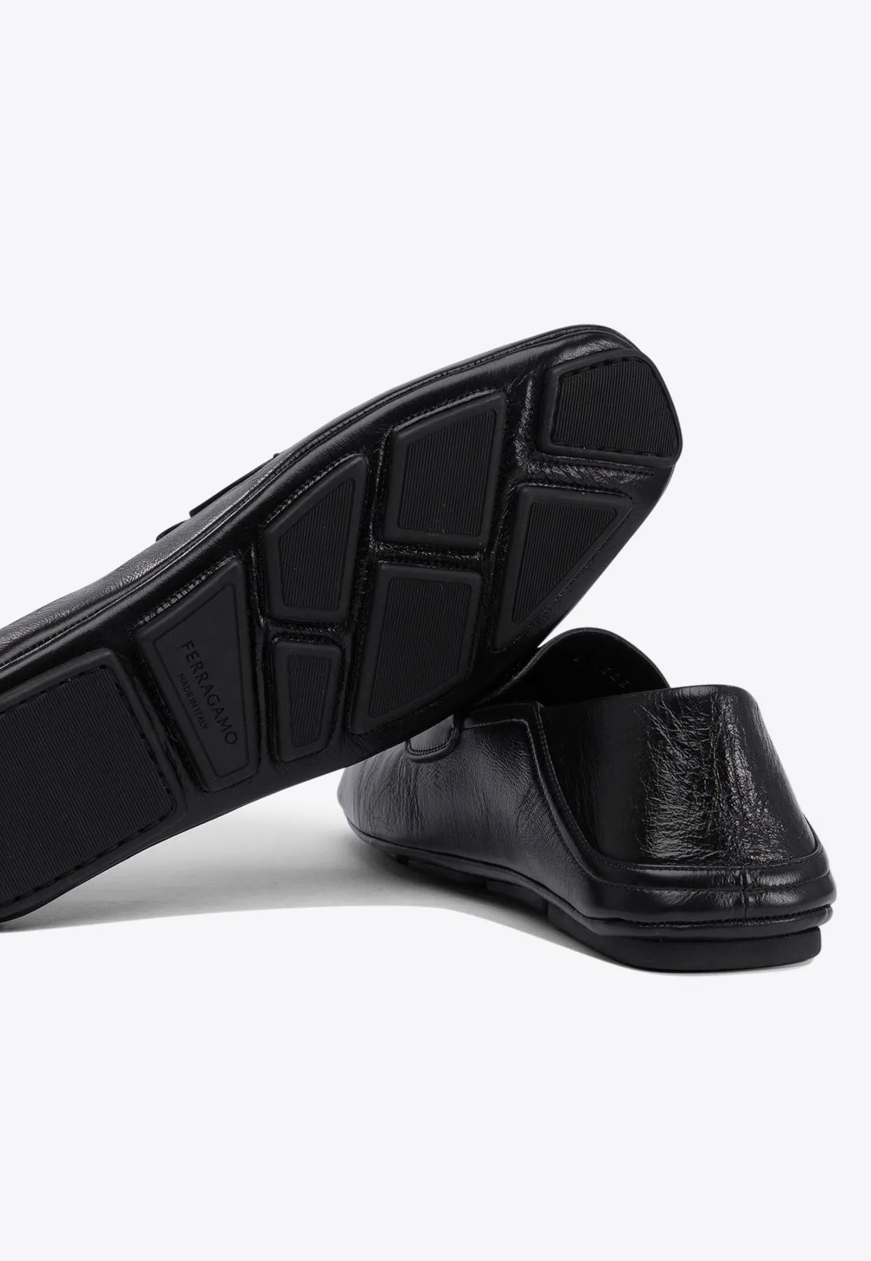Wrinkled Leather Penny Loafers